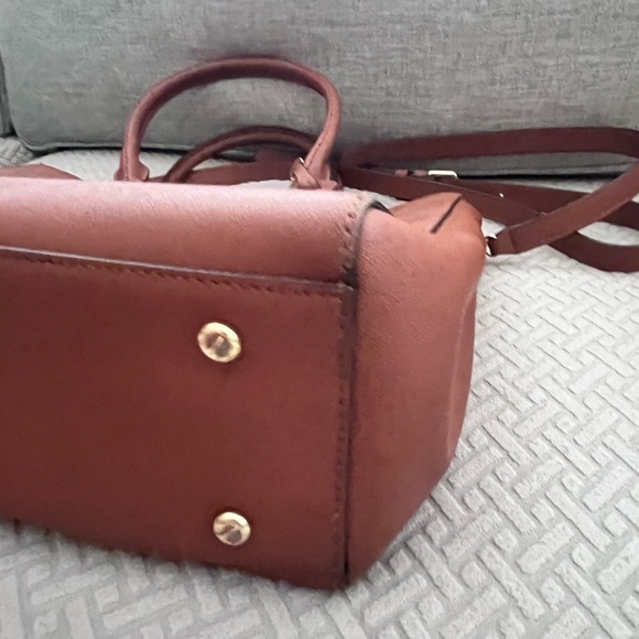 Henri Bendel Cognac Brown Satchel - Flaw - Small Slice on Surface Of Handle - Picture 10 of 11